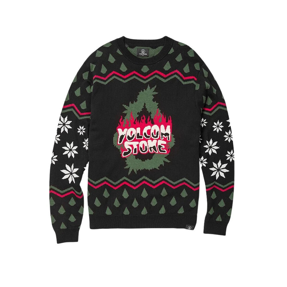 Volcom Holi Dazed Sweater Men's Small Multicolor Printed Long Sleeve Cozy RED588